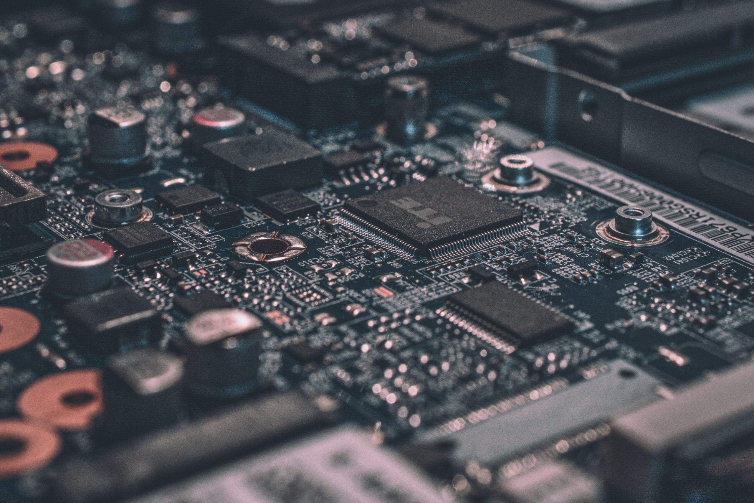 The inside components of a desktop computer
